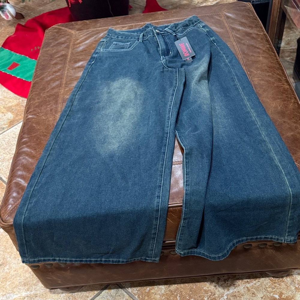 ROMWE Dark Blue Flare & Wide Leg Jeans
